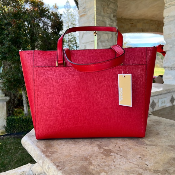Michael Kors Maisie Large 3 in 1 tote handbag flame red - Picture 11 of 14